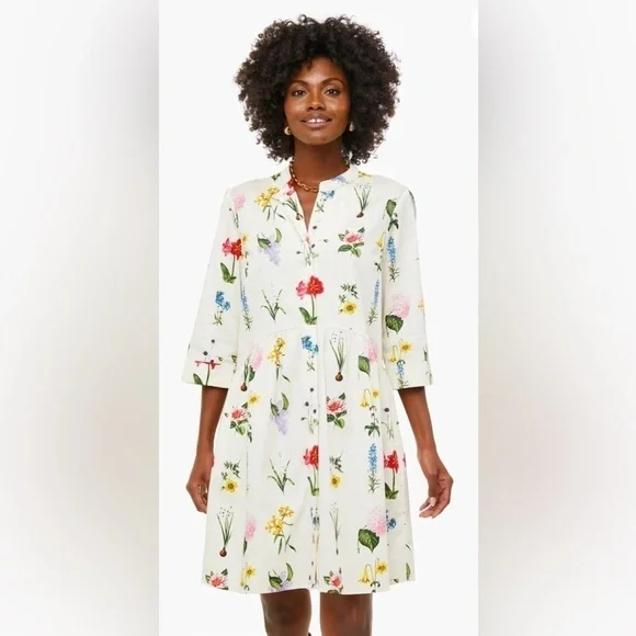 ❌SOLD❌Tuckernuck Royal Shirt Dress. Fresh Buds floral print. 3/4 sleeve. Size S. - Picture 3 of 10
